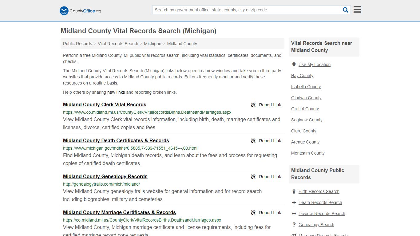 Vital Records Search - Midland County, MI (Birth, Death ...